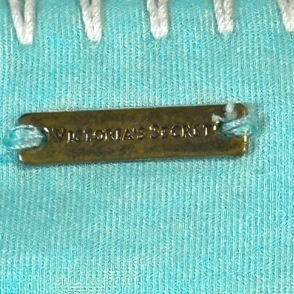 00s Vintage Victoria's Secret Turquoise Crochet Trim Side Tie Bikini Bottom M - Picture 5 of 5